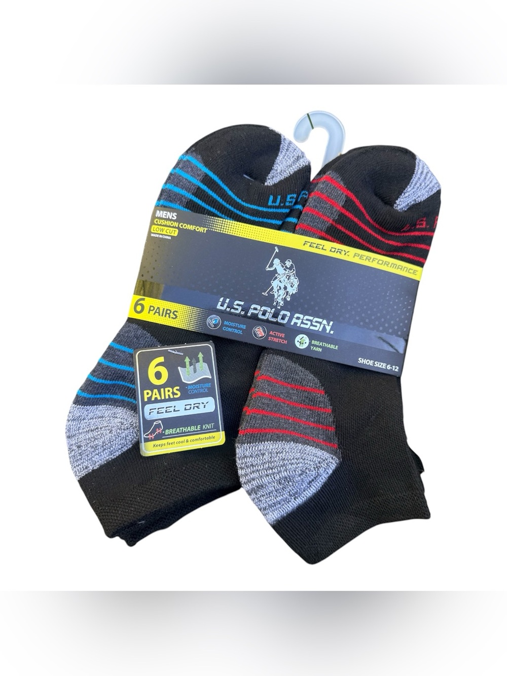 U.s. Polo Assn. Men’s Athletic Sports Comfort Cushioned Low Cut Sock 6 Packs